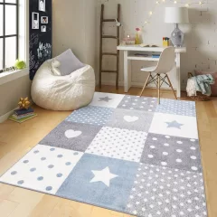   GYEREKSZŐNYEG AKCIÓ, EPERKE 120x170cm D672 kék csillagos szőnyeg