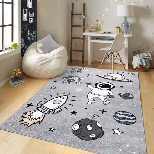 GYEREKSZŐNYEG AKCIÓ, EPERKE 80x150cm L381 szürke űrhajós szőnyeg