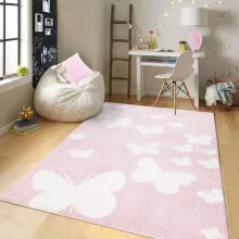 GYEREKSZŐNYEG AKCIÓ, EPERKE 80x150cm E331 rózsaszín pillangós szőnyeg