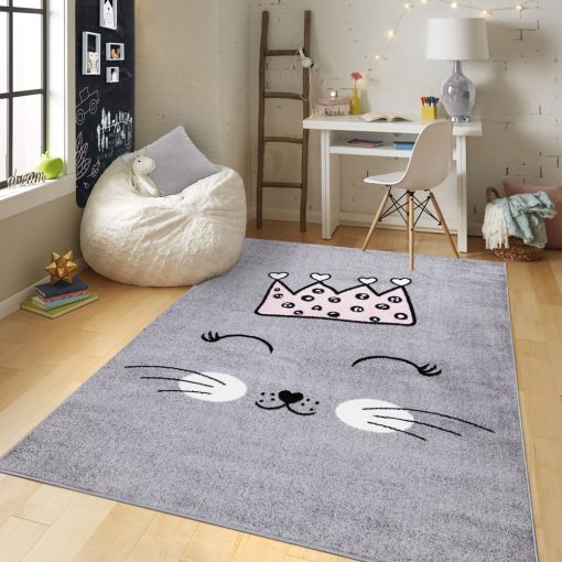 GYEREKSZŐNYEG AKCIÓ, EPERKE 80x150cm E220 szürke cuki cicás szőnyeg