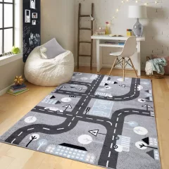   GYEREKSZŐNYEG AKCIÓ, EPERKE 120x170cm D079 szürke autópályás szőnyeg
