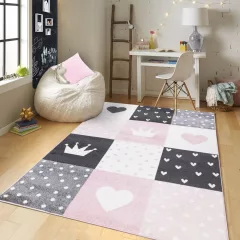   GYEREKSZŐNYEG AKCIÓ, EPERKE 80x150cm L380 rózsaszín csillagos szőnyeg