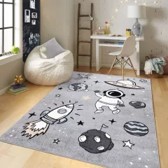   GYEREKSZŐNYEG AKCIÓ, EPERKE 120x170cm L381 szürke űrhajós szőnyeg